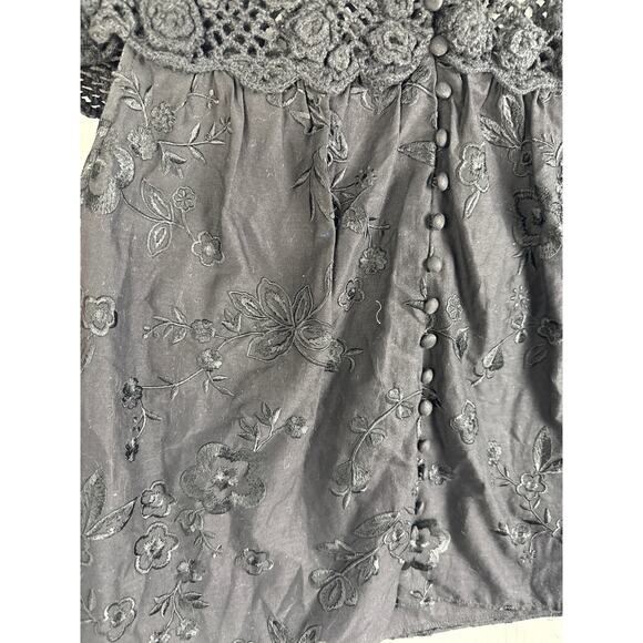 Alice + Olivia Ilaria Crochet Yoke‎ Blouse Black Size Small - Picture 7 of 11